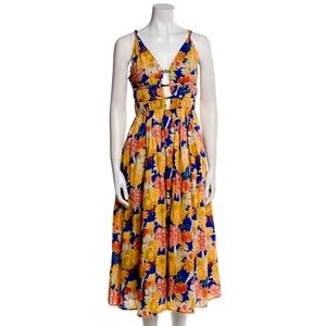 CAROLINE CONSTAS Floral Print Midi Dress | Small